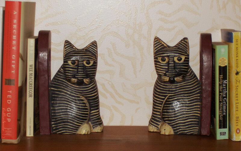 Carved Cat Bookends