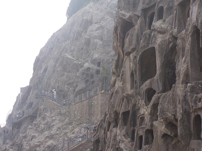 carved caves on a cliff