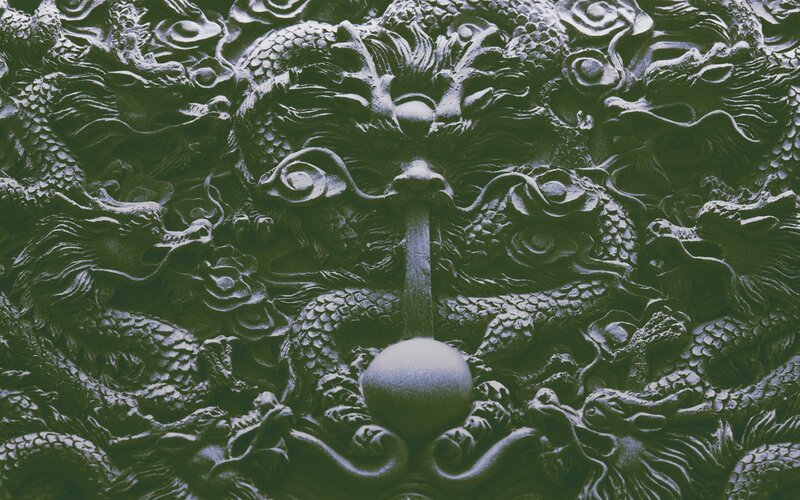 Carved Dragon Door Knocker — Green