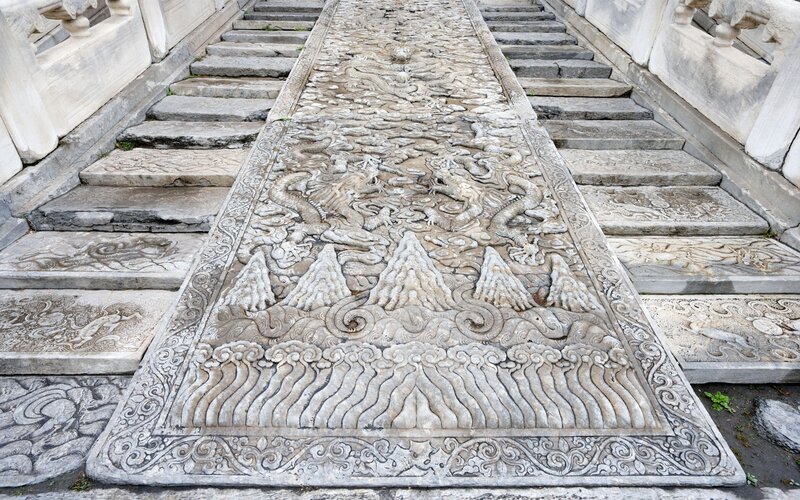 carved dragon stone slab