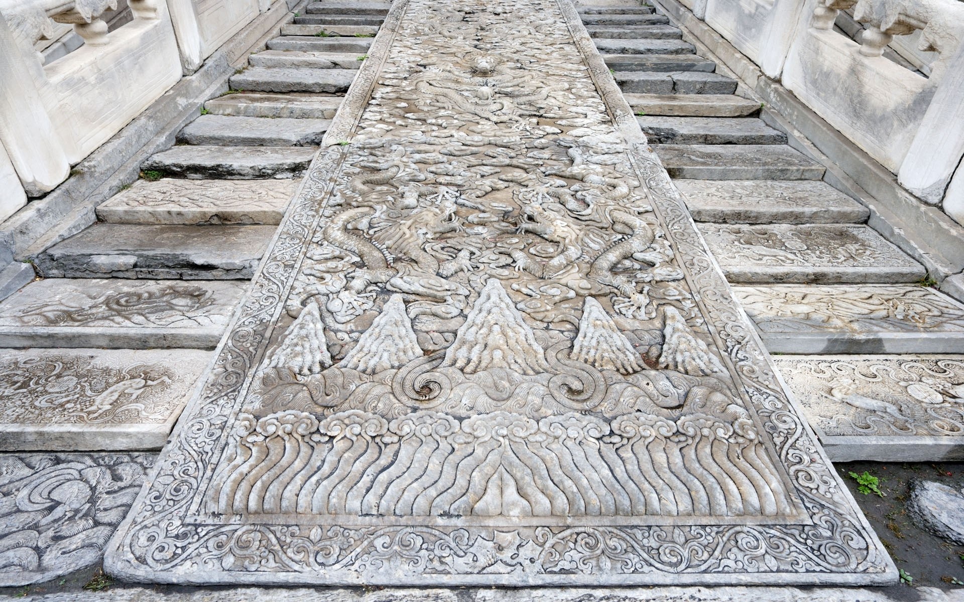 carved dragon stone slab