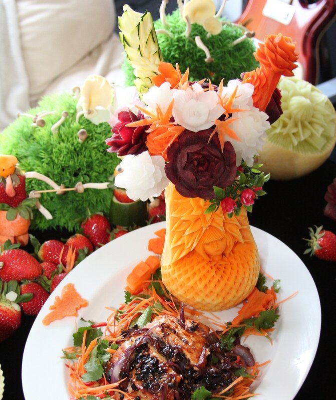Carved Fruit and Vegetable Display — Orange