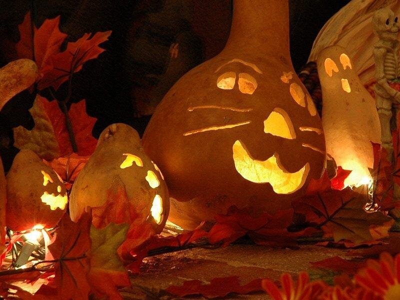 Carved Gourds with Lights