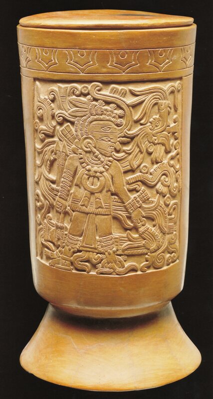 Carved Mayan vessel
