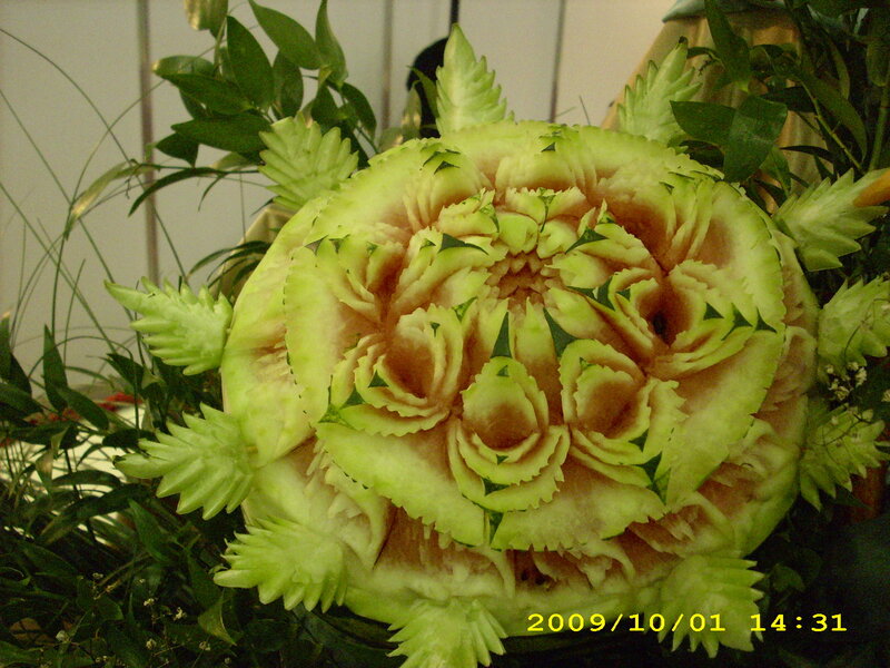 Carved melon sculpture