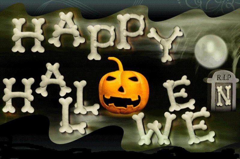 Carved Pumpkin and Bones