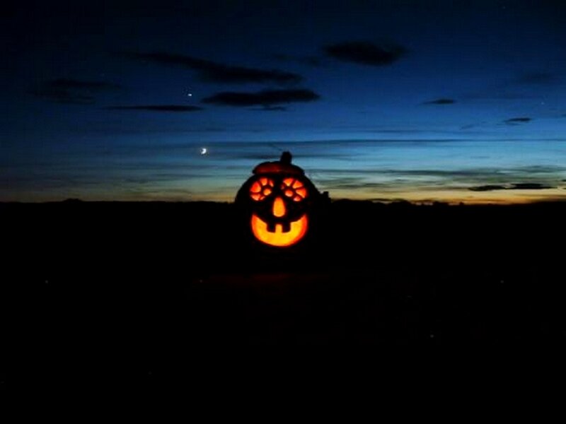 Carved Pumpkin at Dusk