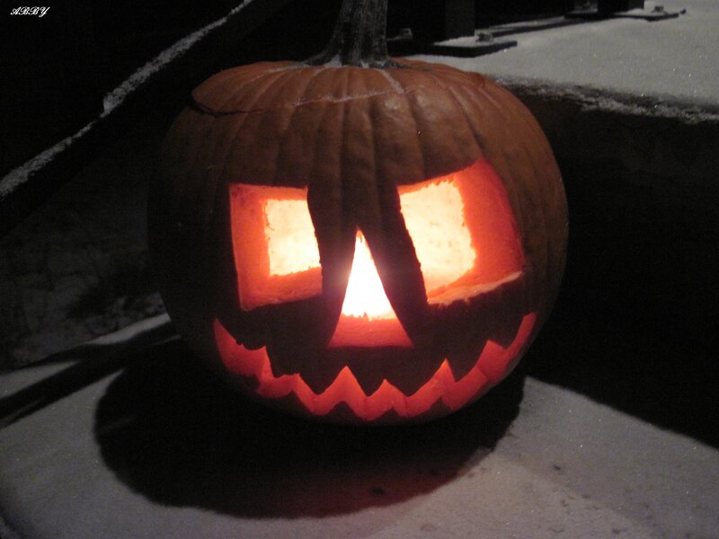Carved Pumpkin at Night — Orange, Creepy