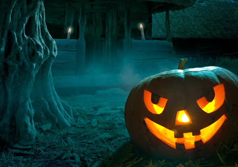 Carved Pumpkin at Night — Orange