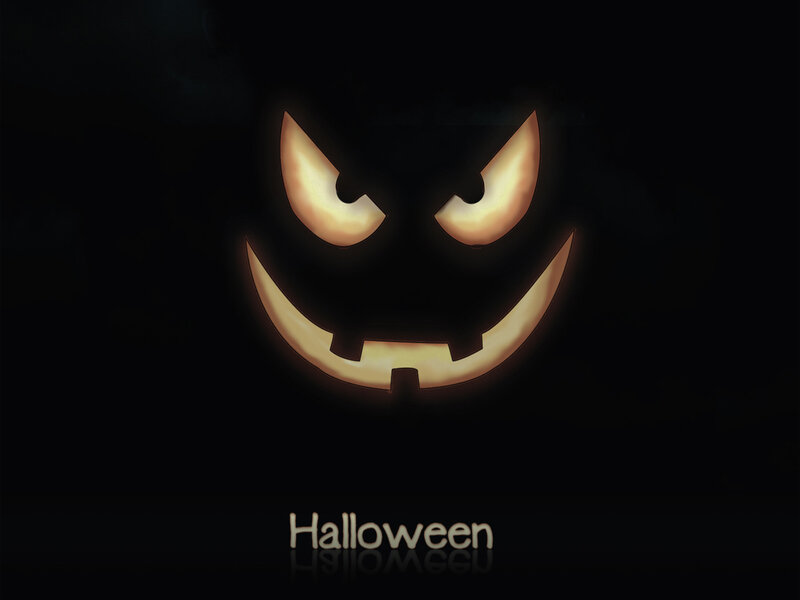 Carved Pumpkin Face — Black, Spooky, Night, Digital Art