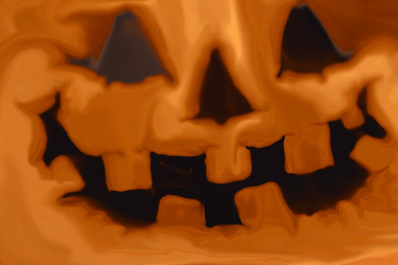 Carved Pumpkin Face — Orange, Creepy, Digital Art