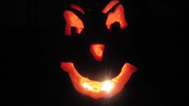Carved Pumpkin Face — Orange, Creepy
