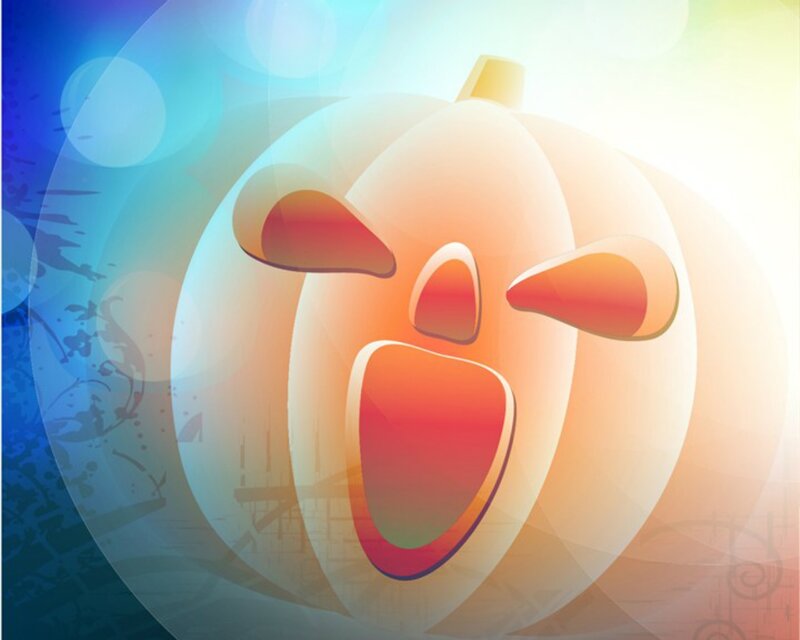 Carved Pumpkin Face — Orange, Festive, Digital Art