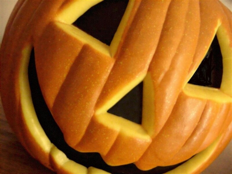 Carved Pumpkin Face — Orange, Festive