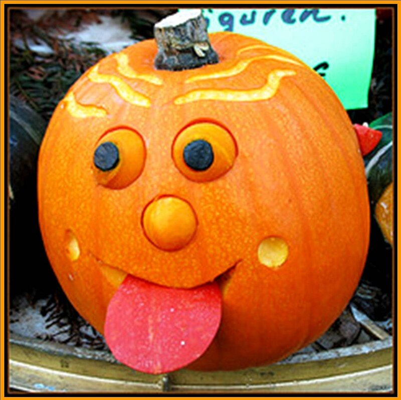 Carved Pumpkin Face — Orange, Playful