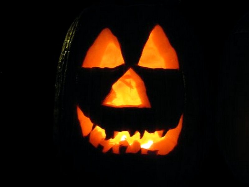 Carved Pumpkin Face — Orange, Spooky