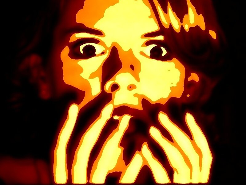 Carved Pumpkin Face — Yellow
