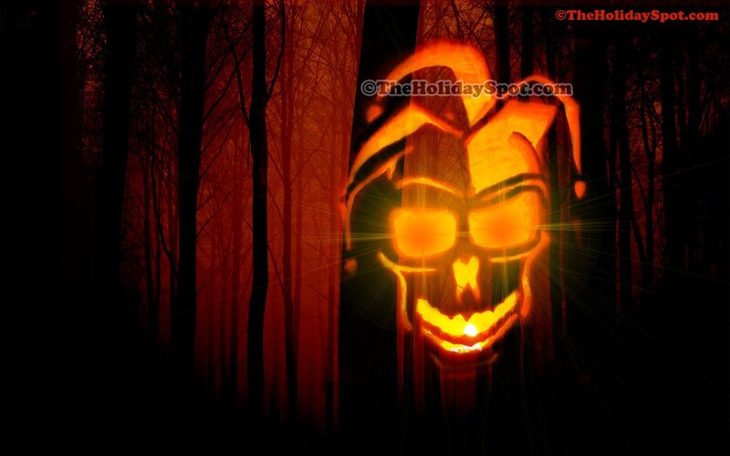 Carved Pumpkin in Forest
