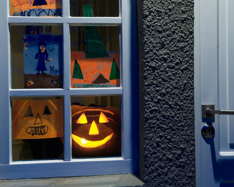 Carved Pumpkin in Window
