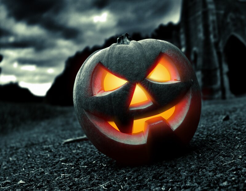 Carved Pumpkin Jack-o-lantern — Black, Dark