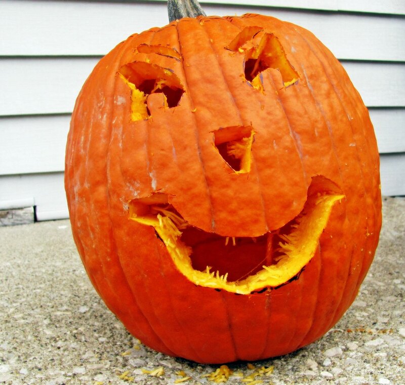 Carved Pumpkin Jack-o-lantern — Orange, Festive, Autumn
