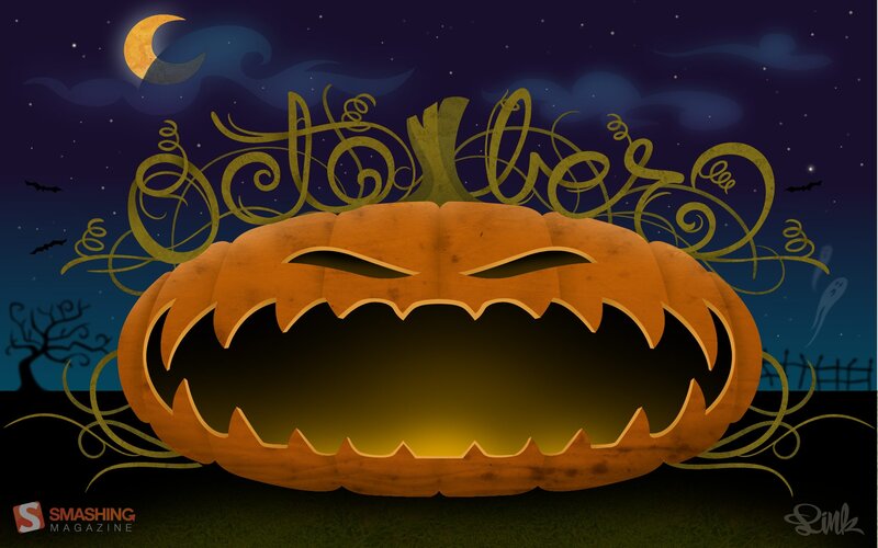 Carved Pumpkin Jack-o-lantern — Orange, Spooky