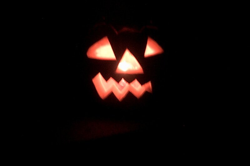 Carved Pumpkin Lantern — Black, Dark