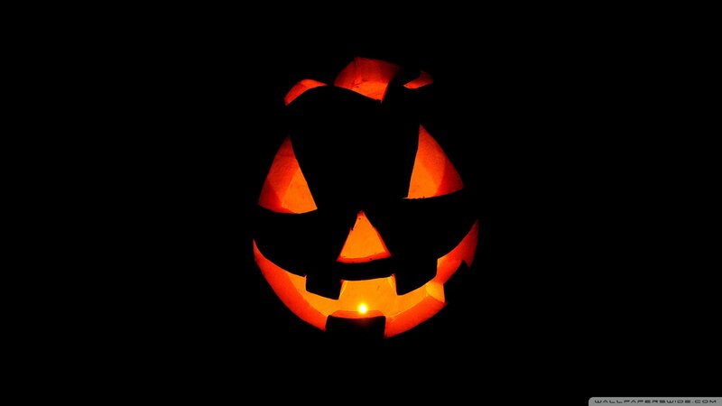 Carved Pumpkin Lantern — Black, Spooky