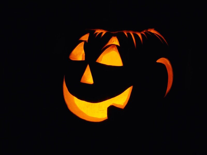 Carved Pumpkin Lantern — Orange, Creepy
