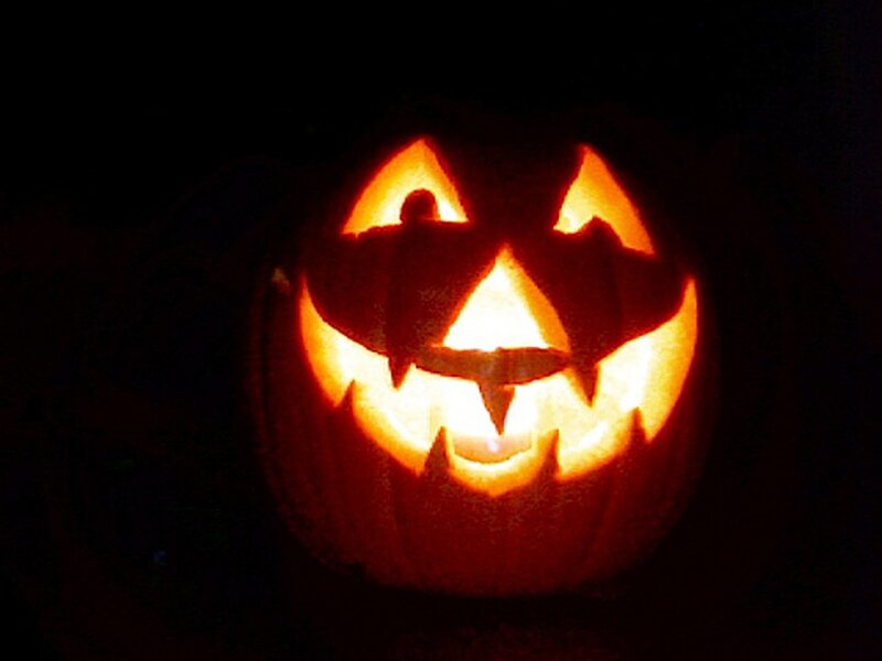 Carved Pumpkin Lantern — Orange, Dark
