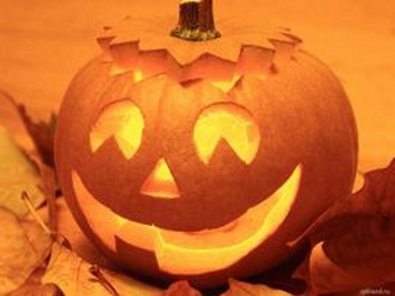 Carved Pumpkin Lantern — Orange, Festive, Autumn