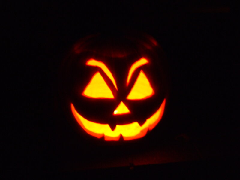Carved Pumpkin Lantern — Orange