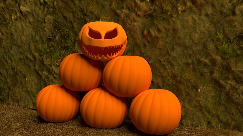 Carved Pumpkin on Pumpkins