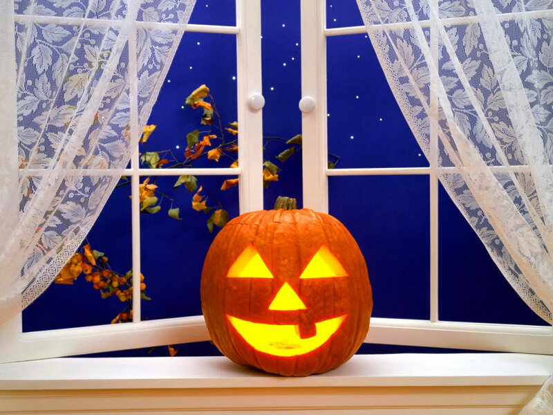 Carved Pumpkin on Windowsill