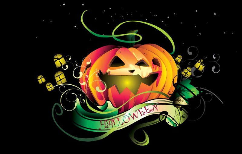 Carved Pumpkin with Banner