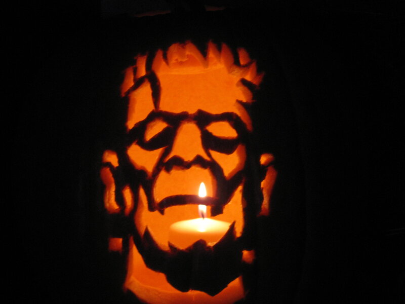 Carved Pumpkin with Candle