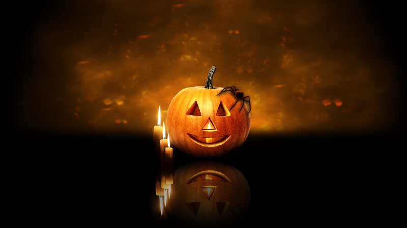 Carved Pumpkin with Candles — Orange, Creepy