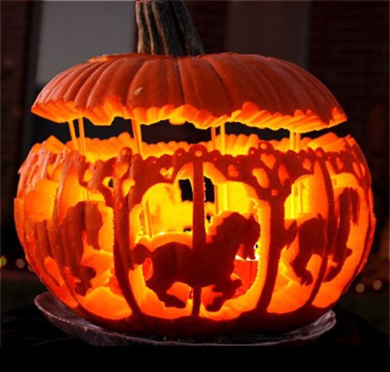 Carved Pumpkin with Carousel