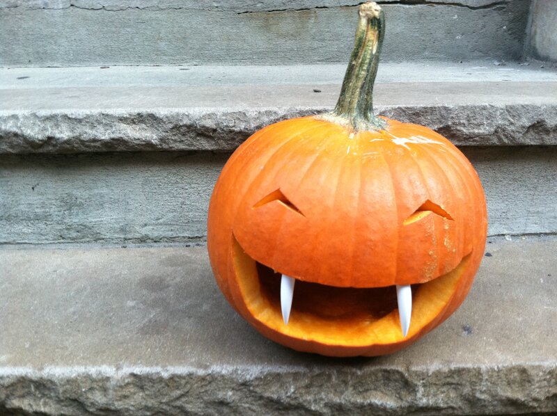 Carved Pumpkin with Fangs