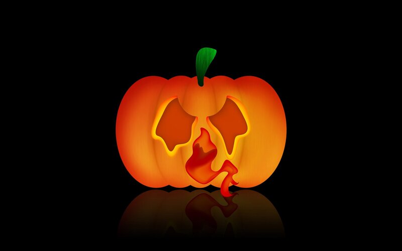 Carved Pumpkin with Flame — Orange