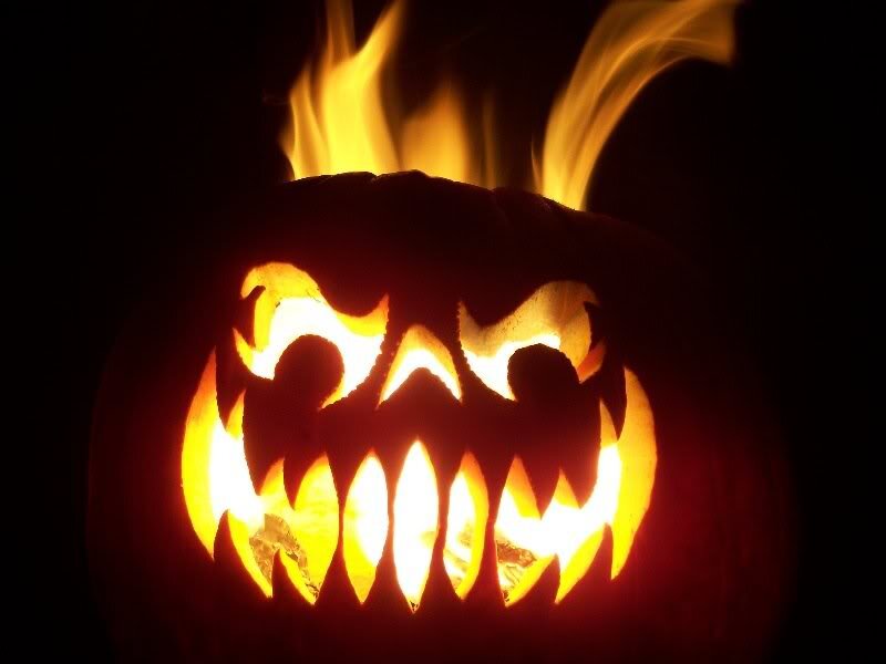 Carved Pumpkin with Flame