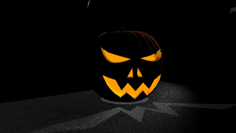 Carved Pumpkin with Glowing Face — Black
