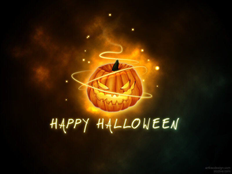 Carved Pumpkin with Glowing Light