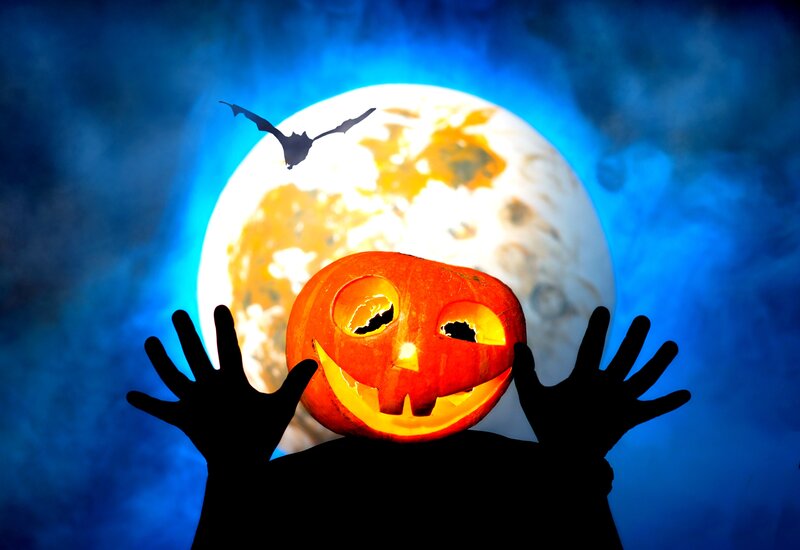 Carved Pumpkin with Hands