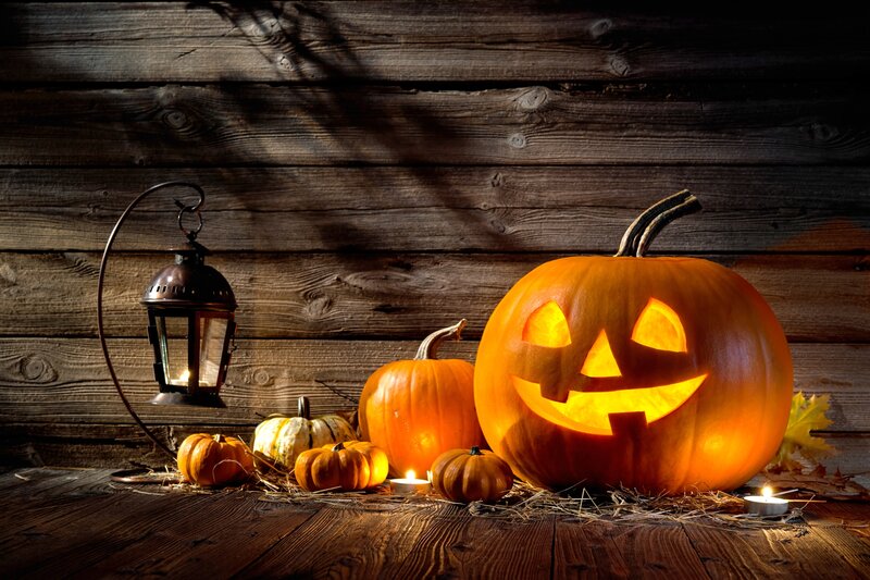 Carved Pumpkin with Lantern