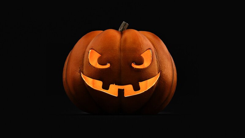 Carved Pumpkin with Light — Orange, Spooky, Night, 3d Render