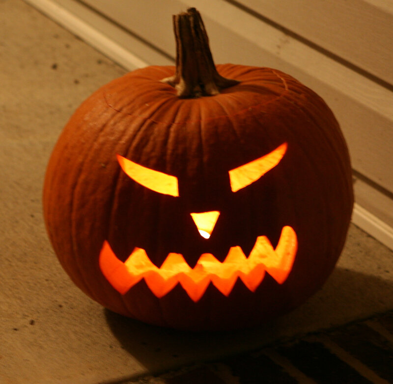 Carved Pumpkin with Light — Orange