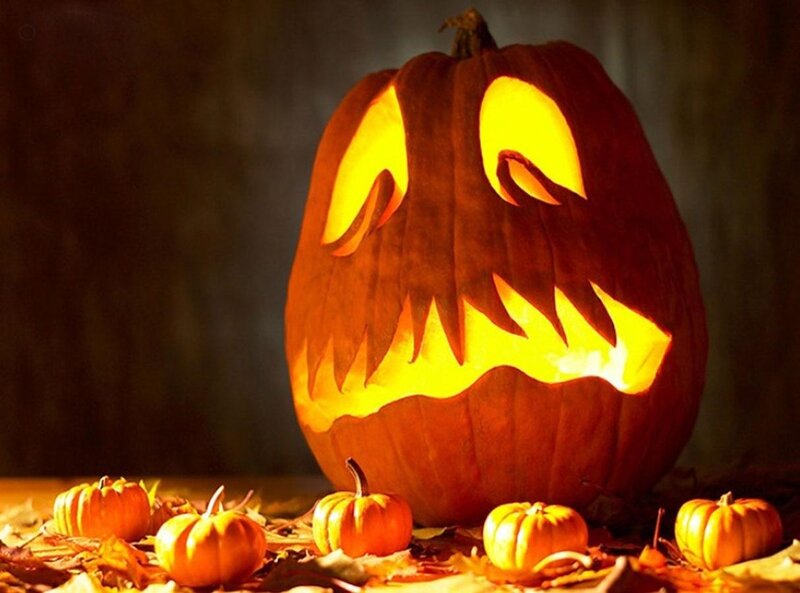 Carved Pumpkin with Lights