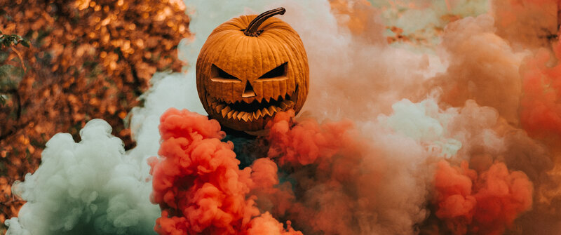 Carved Pumpkin with Smoke — Orange, Dramatic