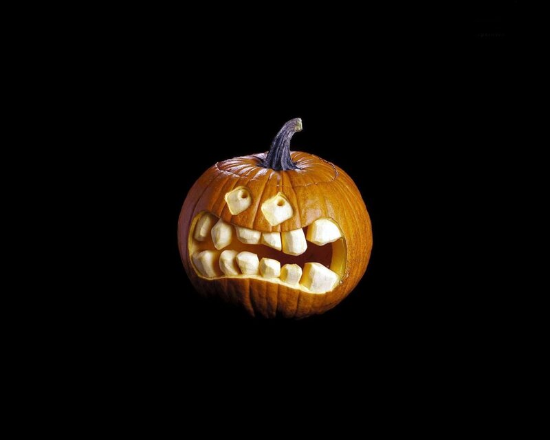 carved pumpkin with teeth
